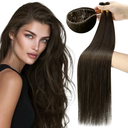 Image of Moresoo Genius Weft Human Hair Extensions, Dark Ash Brown, 20 inch 60g