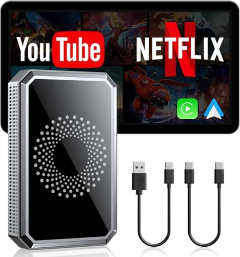 Image of LAMTTO 3-in-1 Magic Video Box for Streaming Netflix /YouTube /TikTok, Wireless Carplay Adapter Dongle with USB Drive for OEM Wired Apple Car Play and Android Auto Cars