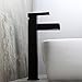 Homary Modern Solid Brass Matte Black Waterfall Bathroom Vessel Sink Faucet Open Channel Spout Cascade Bathroom Faucet with Pop Up Drain
