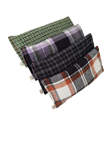 Peacegoods Lavender Eye Pillows Pack Of (4) Bulk Weighted Flax - Cotton Flannel Plaids Tartan - Yoga Aromatherapy Sleep Meditation Adults Children Adhd Headache Relief Warm Cold #TOP3