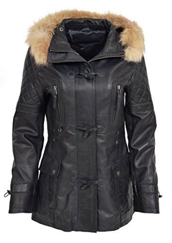 Veste en cuir marine coupe slim Ariel : l'élégance d'une parka haut de gamme
