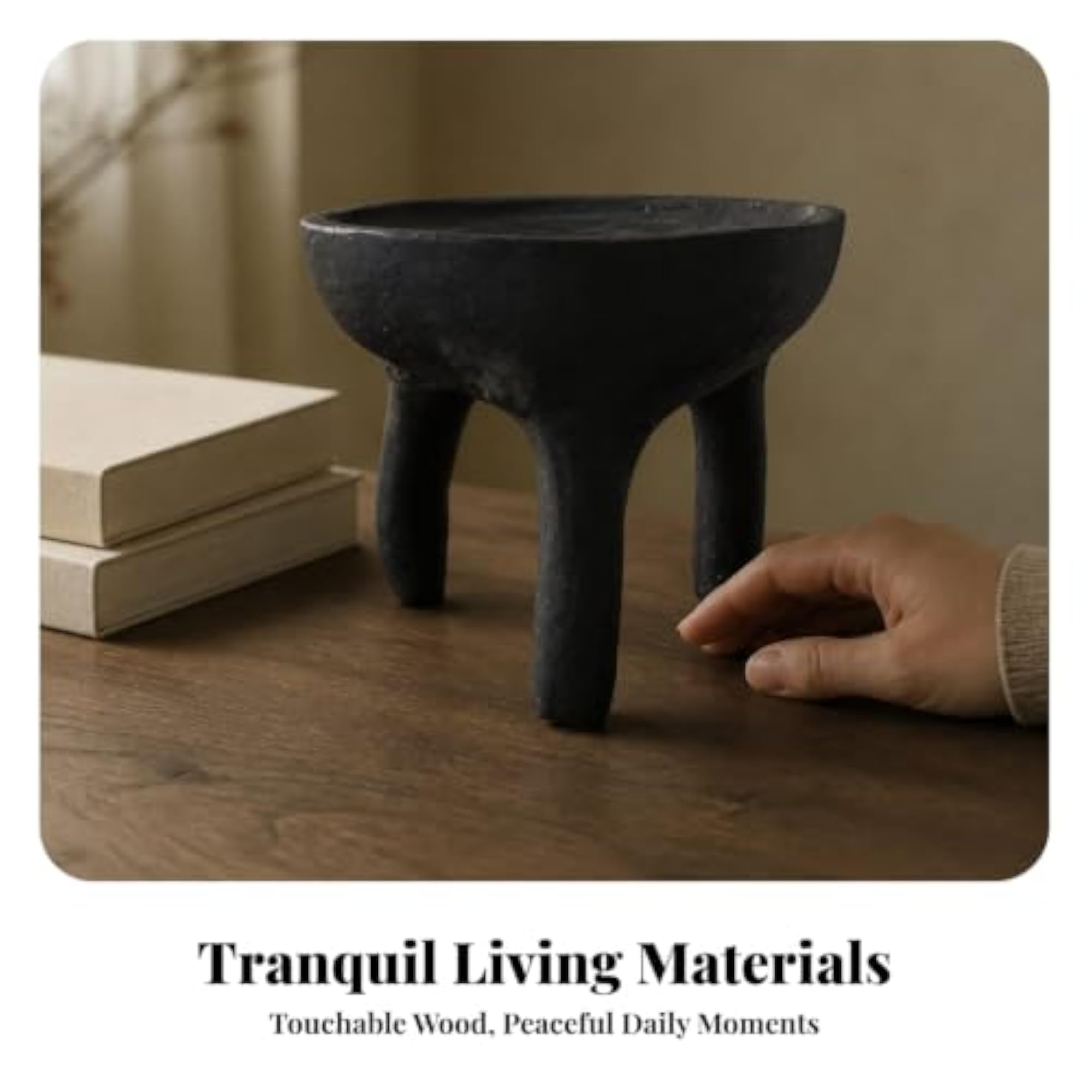 Compact Decorative Tray with Legs, Rustic Wood Pedestal