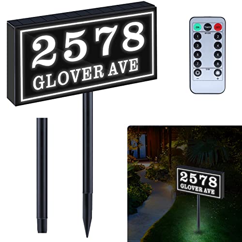 Solar House Numbers for Outside Modern Powered Address Plaque Solar Address Signs for Yard Led...