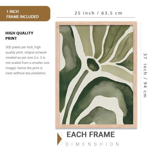 Image of kotart Boho Floral Art Home Decoration Painting | Floral Aesthetic Paintings With Frame For Living Room Bed Room Hotel Wall Decor Digital Reprint Set of 3 (35x37 Inch)
