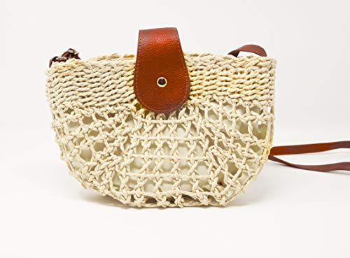 Asia Design - Bolso de Paja para Mujer, Bolso de Hombro, Bolso Cruzado, Hecho a Mano, de Trigo, tamaño 25 x 7 x 20 cm
