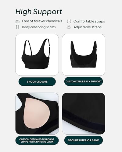 PAVOI ACTIVE Racerback Adjustable Sports Bra for Women - High Support Convertible Straps High Impact Workout Bras - HiPerform4