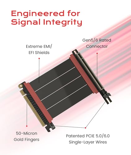 Image of LINKUP PCIE 5.0 Riser Cable | for Vertical GPU Mount | Left Angle | Graphics Card GPU Ready | Usable with PCIe 4.0 & RX 9070 / RTX5090 | 15cm (Total Length: 19cm)