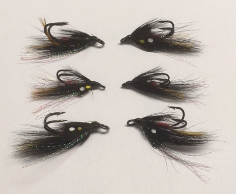 3 Mosche Francesca Nere Per Salmone - Misure Miste 8, 10 E 12 - Doppie E Triple - Salmon Flies UK - Foto 4