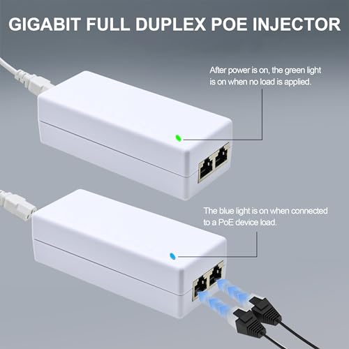 Image of Gigabit PoE+ Injector Adapter - Converts Non-PoE to PoE | IEEE 802.3af /at, Delivers 15.4W / 30W Ethernet Power, Plug & Play, Up To 328ft (100m), for IP Cameras, VoIP Phones & More