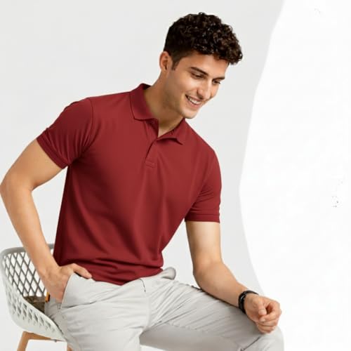 Image of Premium Cotton Pique Polo T-Shirt for Men | Half Seelves Regular Fit | Polo Neck - Ultra-Soft Breathable Fabric | Moisture Wicking