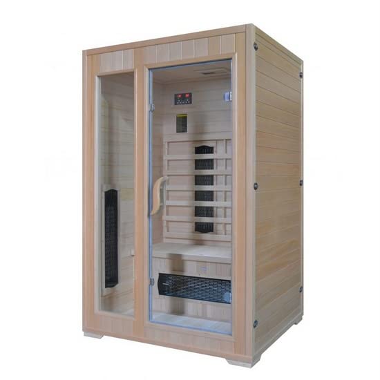 Bagno Italia Sauna à infrarouge de 120 x 100 cm en bois Hemlock porte en verre lumières I