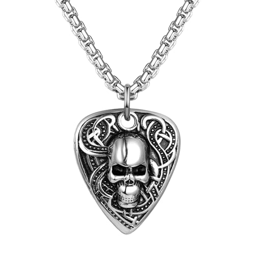 Collier médiator guitare homme acier inoxydable pendentif gravable rock
