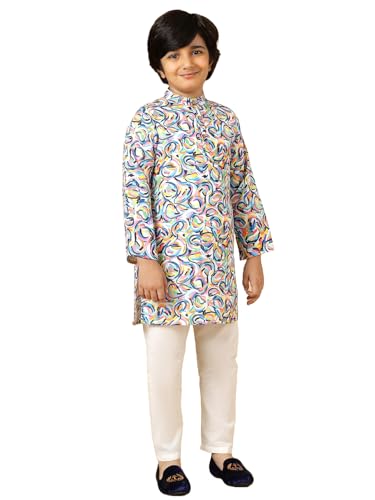 Image of A.T.U.N. (ALL THINGS UBER NICE) Multi Color Swirls Kurta & Pyjama Set
