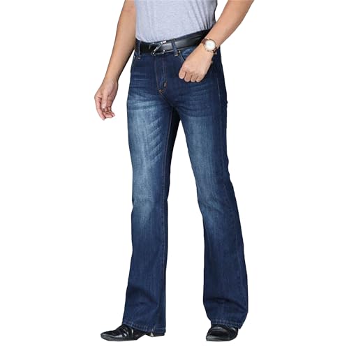 Qolkmuiy-GJ Men's Relaxed Fit Bootcut Jeans Straight Comfort Tapered Denim