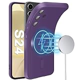 Slim Case for Samsung Galaxy S24 5G, [Camera Lens Protector][Mag-Safe] Thin Metal Matte Silicone Soft Rubber Galaxy S24 Phone Case, Magnetic Wireless Charging Cover for Samsung S24 5G (Purple)
