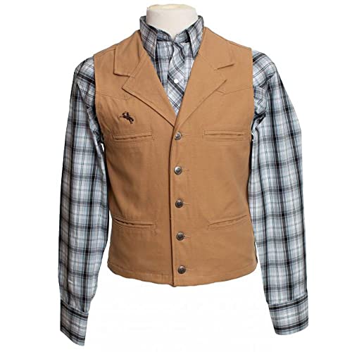 Image of Wyoming Traders Mens Tan Canvas Bronco Vest Tan S