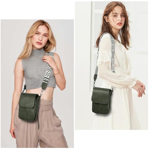 Image of TANTOMI Small Crossbody Bags for Women, Small Purses with Card Slots Phone Purse Wide Adjustable Strap (Dark Green)