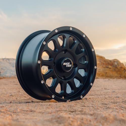 Image of RockTrix RT111 14in ATV Wheel Rim 14x7 Matte Black, 4x156 Bolt Pattern, 4+3 offset, Compatible with Polaris Sportsman RZR Ranger (4 /156)