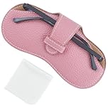CREATCABIN Leather Sunglasses Case Portable Glasses Bag Slim Case Lightweight Travel Eyeglasses Holder Cover Pouch with Fiber Soft Cleaning Cloth for Women Men Holiday Vacation 6.9x3.4 Inch Pink
