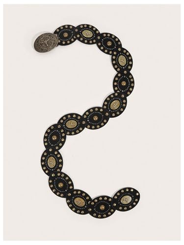 Verdusa Women's Studded Western Cowboy Belts Vintage Metal Buckle Leather Concho Belt3