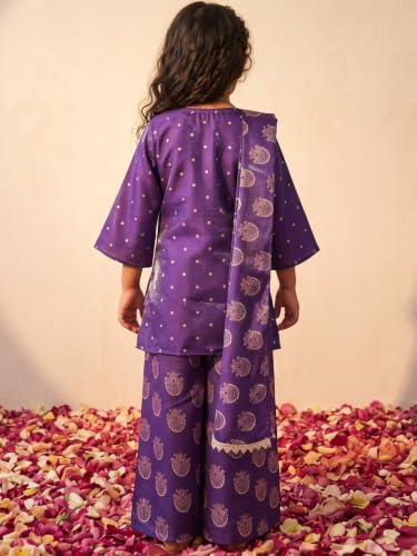 Image of AJ DEZINES Ethnic Wear Sharara Suit Set For Girls|Punjabi dress for Kids|Silk Blend Girls Salwar Suit|Traditional Patiala Outfit|Stylish Kids Kurta for Festivals Weddings & Special Occasions