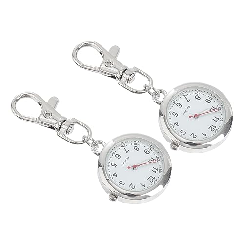 TINEASUR 2個 ナースウォッチ ナースグッズ ナース グッズ 男性用時計 を見る 腕時計 キーアクセサリー ナース用フォブウォッチ ミラー材質:プレキシガラスミラー Silver
