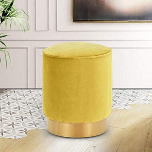 Fabric Footstool Ottoman Pouffe Foot Stool Nordic Round Metal Sea...