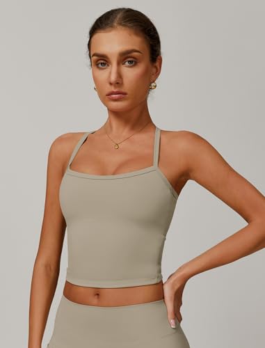 Image of QBGJTD Womens Longline Sports Bras Cross Back Active Gym Yoga Padded Workout Crop Tank Top with Built in Bra