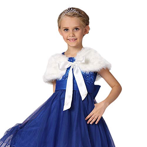 MioCloth Girl Faux Fur Wrap Flower Girl Shoulder Cape Stole Shrug Wedding Party Costume3