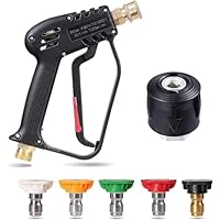 Hogedrukreiniger-pistool, 4000 psi, hogedrukpistool, water met 5 spuitmonden, M22 (14 mm) interface, 1/4 inch snelverbinding, tuinslang sproeikop, autowaspistool voor het wassen van de auto