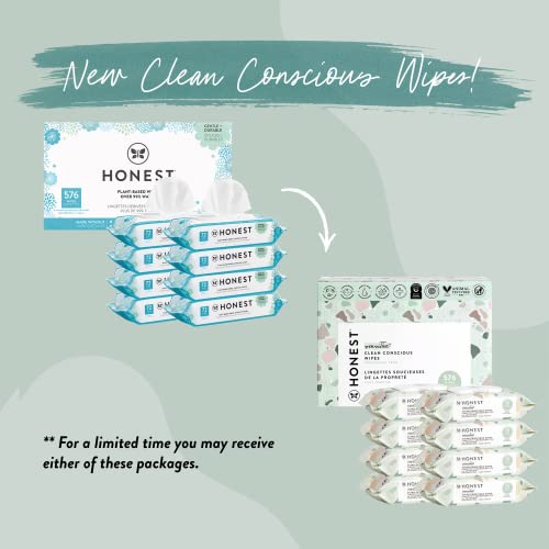 The Honest Company Clean Conscious Wipes | 99% Water, Compostable, Plant-Based, Baby Wipes | Hypoallergenic, Ewg Verified | Geo Mood, 576 Count #TOP1
