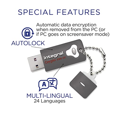 Integral 8GB Crypto-197 256-Bit Hardware 3-Pack Encrypted 3.0 USB Secure Flash Memory Drive, Certified to FIPS 197 - Image 4