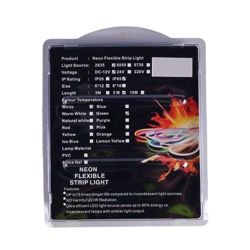 JANDEI, Flexible Neon Led Light Strip 12V, 5M 6x12mm 120 LEDs/Meters. Cut Every 2.5cm. Indoor and Outdoor Decoration - Image 4