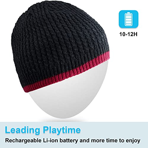 Bluetooth Beanie Hat,Mydeal Adult Unisex Trendy Soft Warm Skully Hat Cap with Wireless Headphone Headset Speaker Mic Hands-Free, for Winter Outdoor Sports Skiing Snowboard Hiking - Black