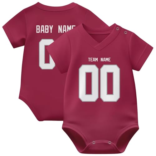 Image of KREDE Baby Clothes Unisex Bodysuit Jersey Style Custom Name Number for Baby Boys
