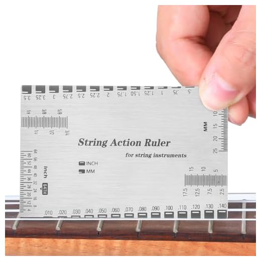 Gjinxi Regla de medidor de acción de cuerda, herramienta de configuración de altura de guitarra, kit de herramientas Luthier para bajo eléctrico y guitarra acústica