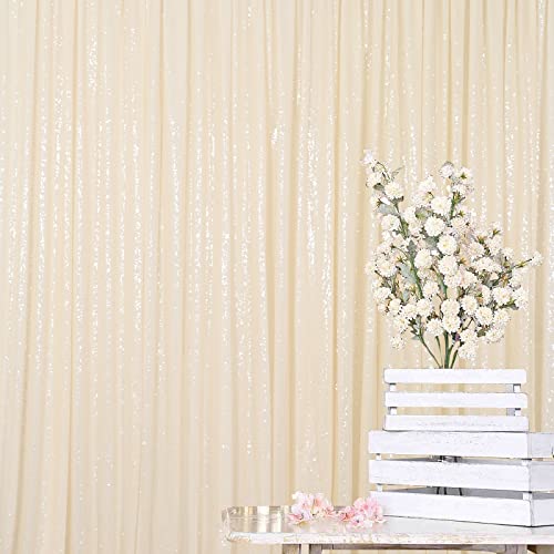 ShinyBeauty Sequin Backdrop 4FTx7FT Ivory Sequin Fabric Backdrop Drapes Sparkle Backdrop for Photoshoot Glitter Backdrop for Birthday Party Shimmer Fabric Background