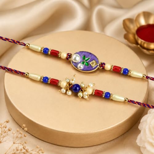 Image of DeoDap Shiv Parvati Design Rakhi Lumba Bhabhi Set of 5 with Chocolate, Silver Pooja Coin, Greeting Card, Lumba Rakhi for Bhabhi - Rakhi Gift for Bhai & Bhabhi