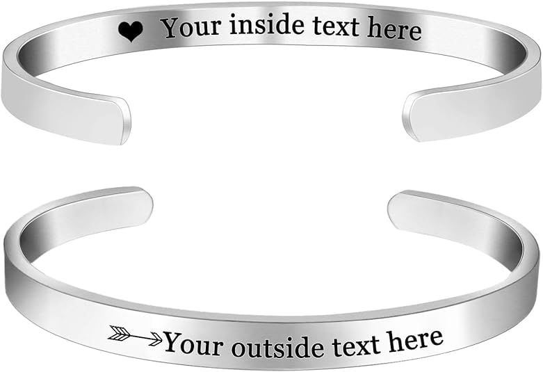 Customized Adjustable Stainless Steel Cuff bracelet for Men & Women-image-11