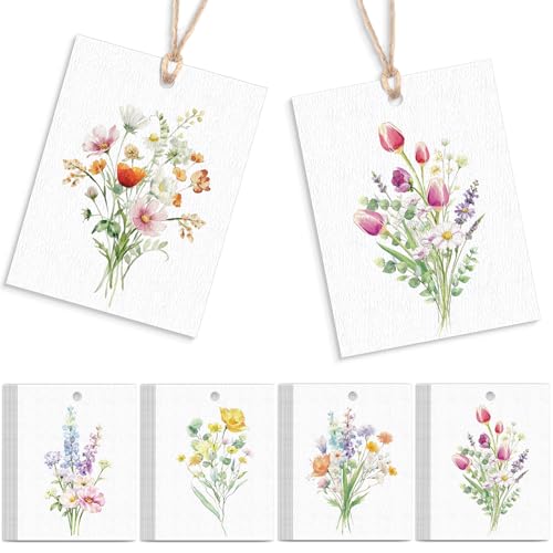 AmazingSpark 50 Set Floral Blank Gift Tags with...