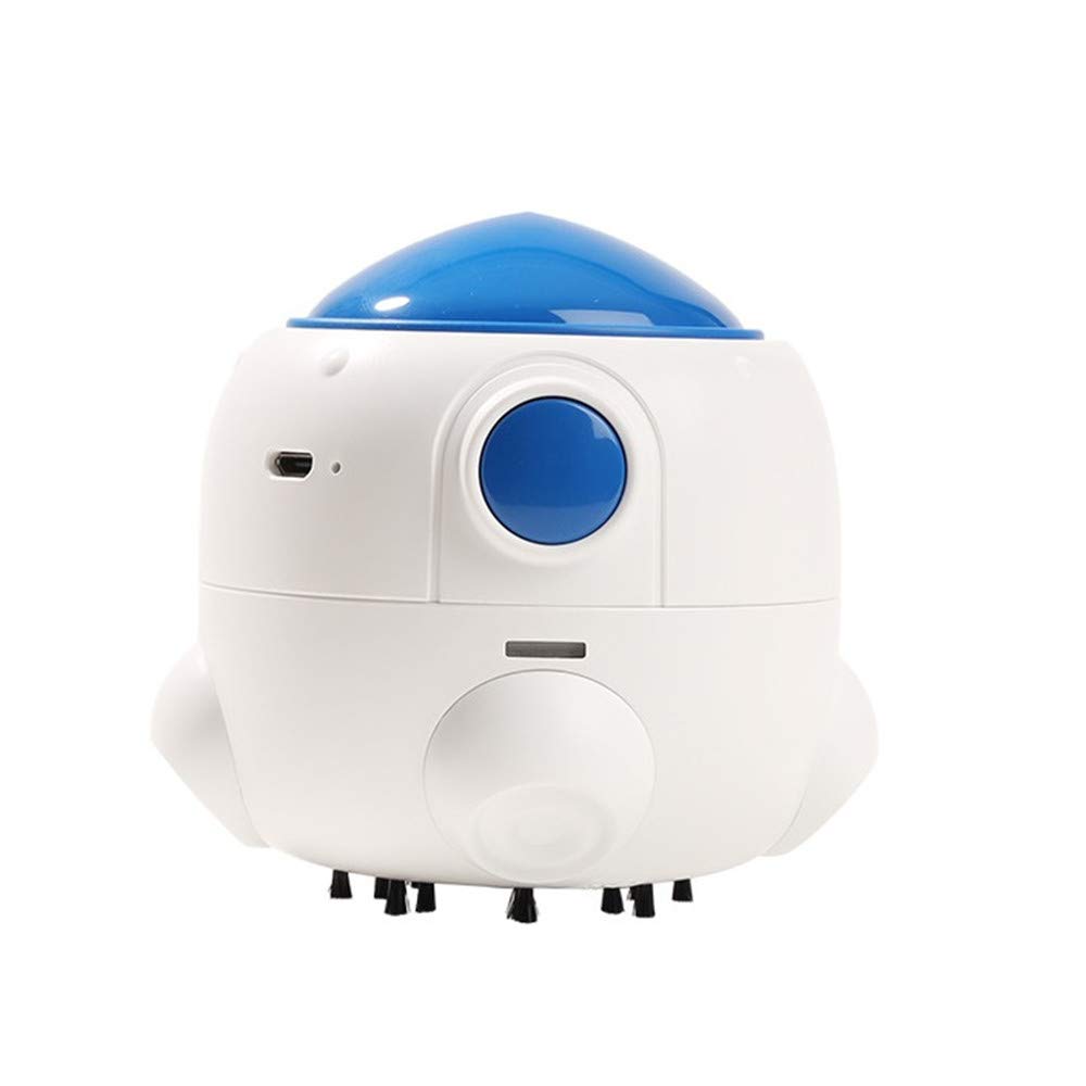 Gary&ghost Desktop Vacuum Cleaner Rocket Shape Portable Mini Table Dust Sweeper Sweep Crumbs Hairs Handheld Cordless for Home School Office Piano Computer Keyboard Car USB Charging White+Blue