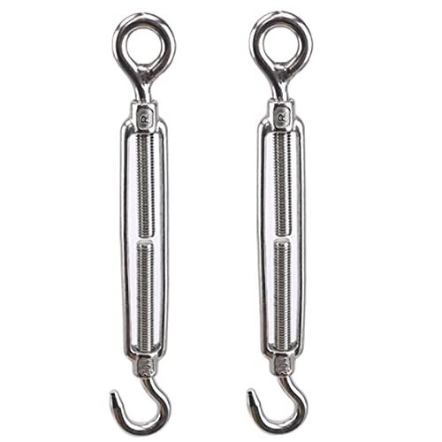 Kit de 2 Tensores de Cable de Acero Inoxidable M6 con Gancho y Ojal Ajustables para Vallas y Rieles miniatura 1