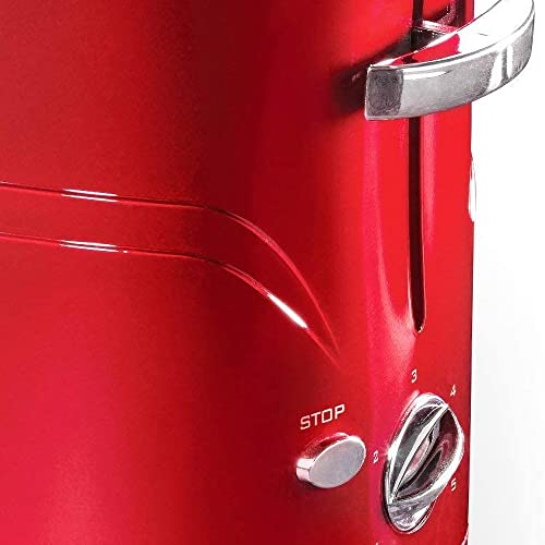 Nostalgia Adjustable 5 Setting Retro Pop Up Hot Dog Toaster, Fits 2 Regular Or Extra Plump Hot Dogs And 2 Buns With Removable Cage And Mini Tongs, Red #TOP2