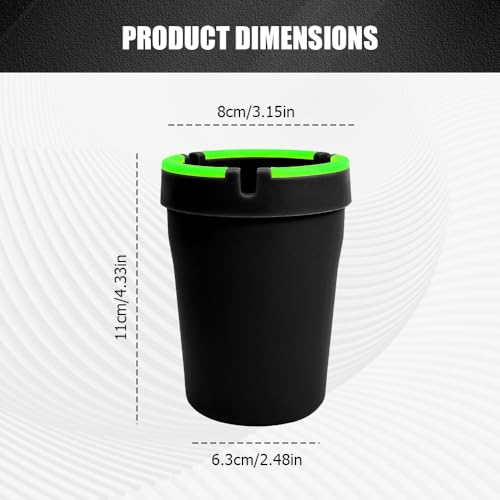 Image of Glow in The Dark Ashtray, Car Ashtray, Cigarette Self-Extinguishing Car Cup Holder Ashtrays with Lid, Universal Portable Mini Vehicle Cigarette Trash Can Auto Accessories for Cars (Black)