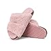 Rainlin Women's Fuzzy Slippers Comfy Cork Footbed Fluffy Slides Open Toe Indoor Outdoor House Shoes with Arch Support Pink Size 8