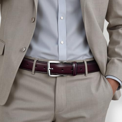 Men's Genuine Leather Belt Classic Design for Suits, Jeans, Work, Business Dress Belt for Men with Prong Buckle3