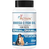 Activin Omega - 3 Fish Oil Triple strenghth Softgel Capsules for Pets | for Allergy, Itch Relief - Supports Dry Skin, Joints - Dog and Cats Skin and Coat Supplement | 60 Softgel