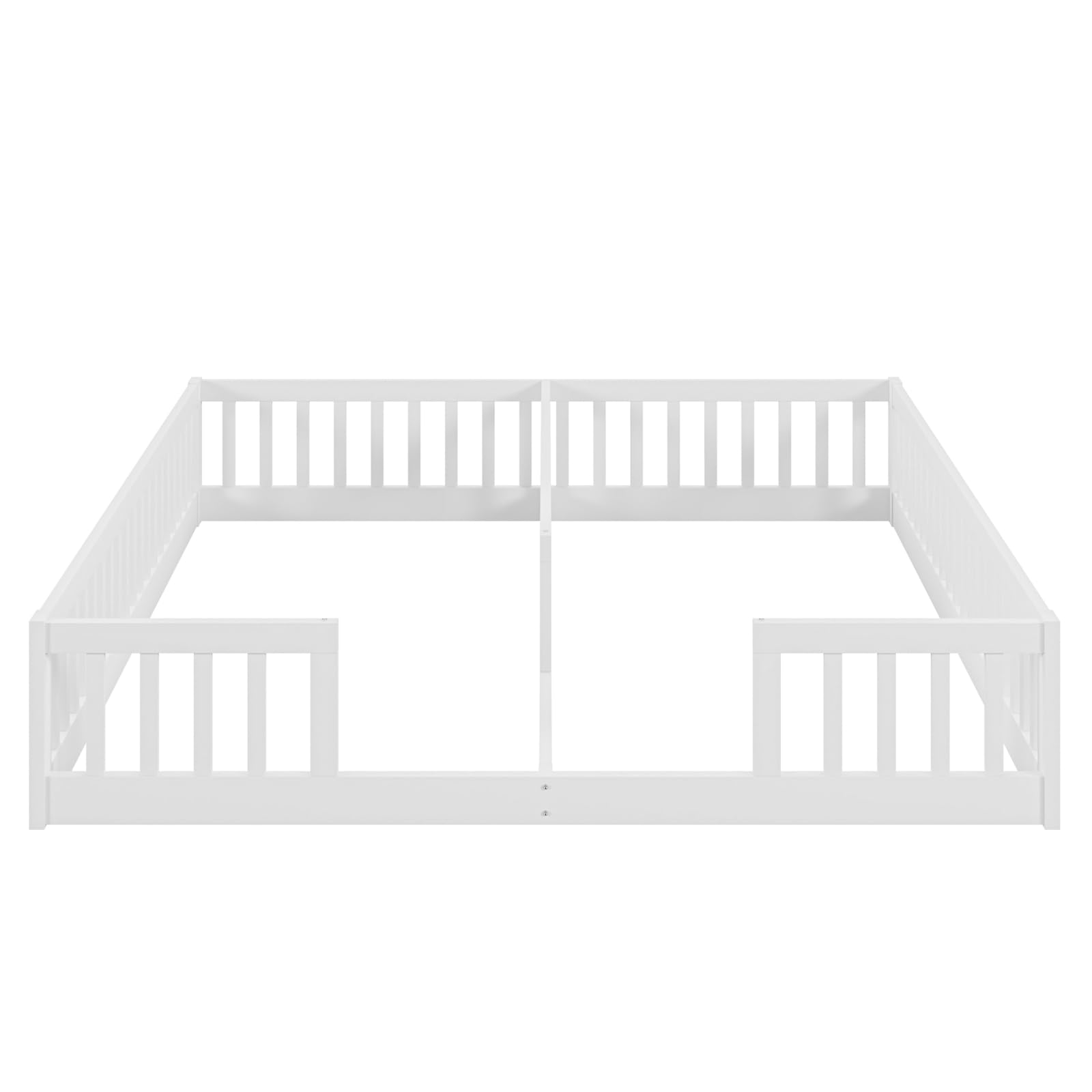 KOMHTOM Cabane Lit d'enfant 2 en 1 90x200CM avec Clôture de Sécurité et Sommier à Lattes en Bois (Blanc)
