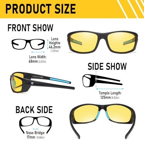 DUCO Night Vision Fishing Glasses Anti Glare Polarized Yellow Lens for Men Women Ideal for Nighttime Fishin and Driving3