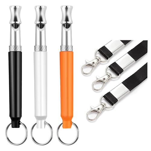 GWAWG Dog Whistle, 3 Pack Dog Whistles for Recall, Ultrasonic Stop Barking Silent, Adjustable Dog Training Whistle, with Lanyard